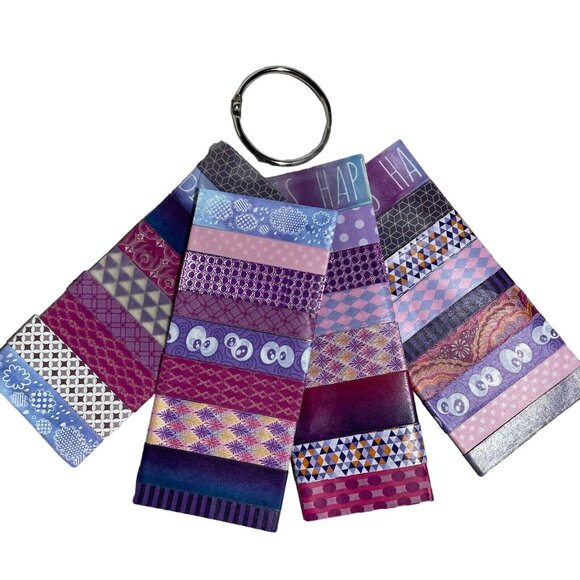 Washi Tapes on Sample Card 8 Purple Color Various Patterns u 3 Ft Plus Ea Tape - Picture 3 of 5